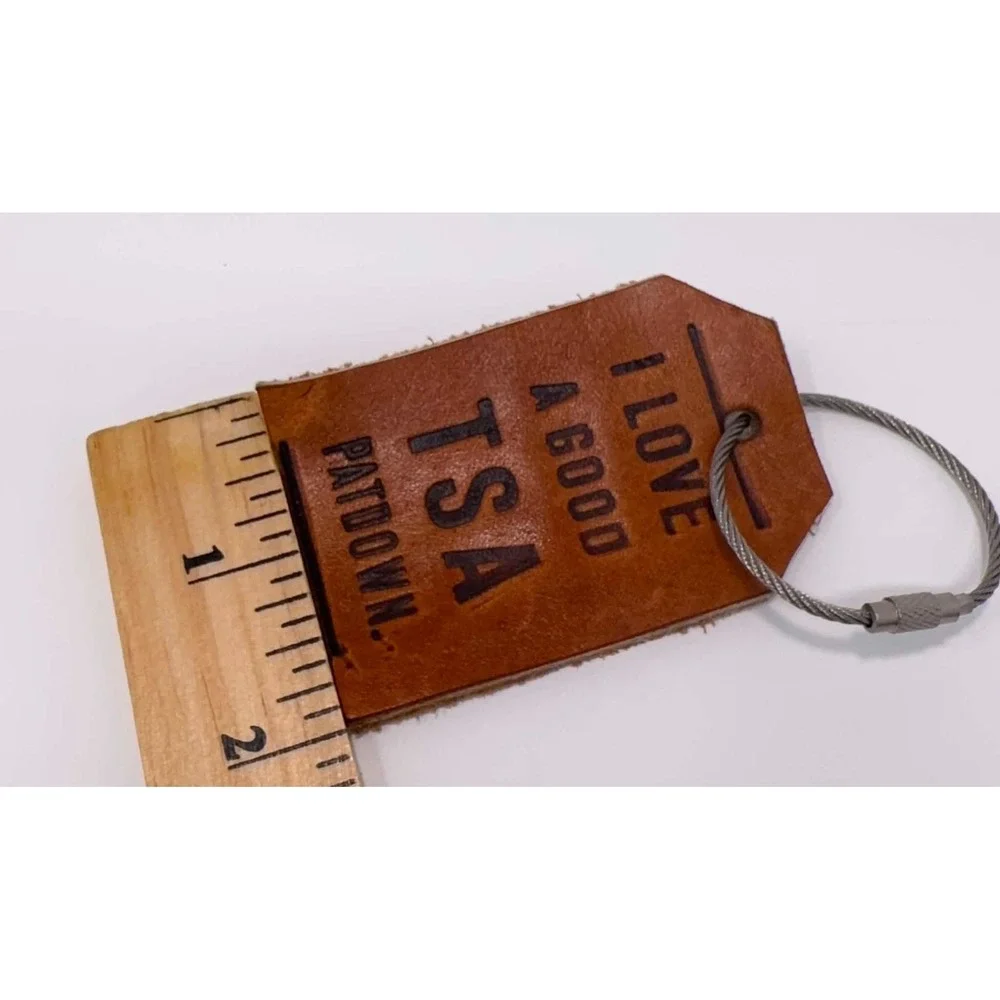 Vintage Leather Luggage Tag Funny Travel Bag Tag Keychain TSA Patdown Gag Gift
